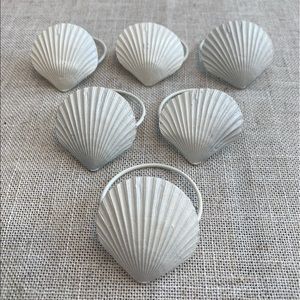 White metal sea shell napkin holder, set of 6.